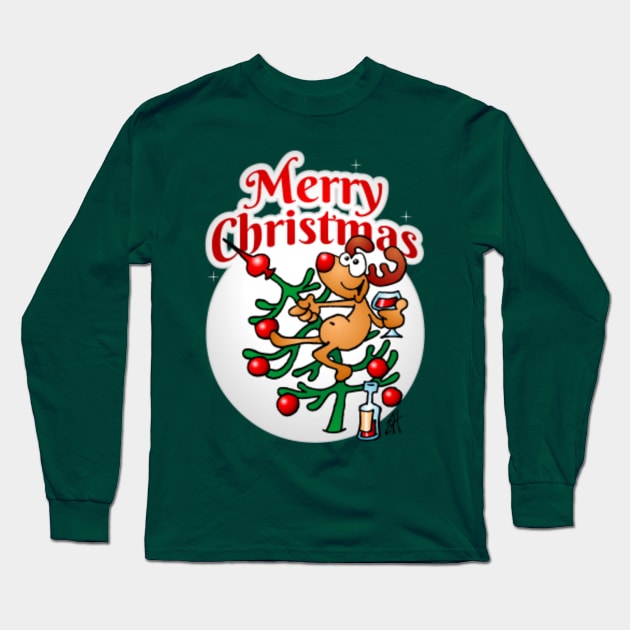 A reindeer in a Christmas tree - Merry Christmas Long Sleeve T-Shirt by Cardvibes